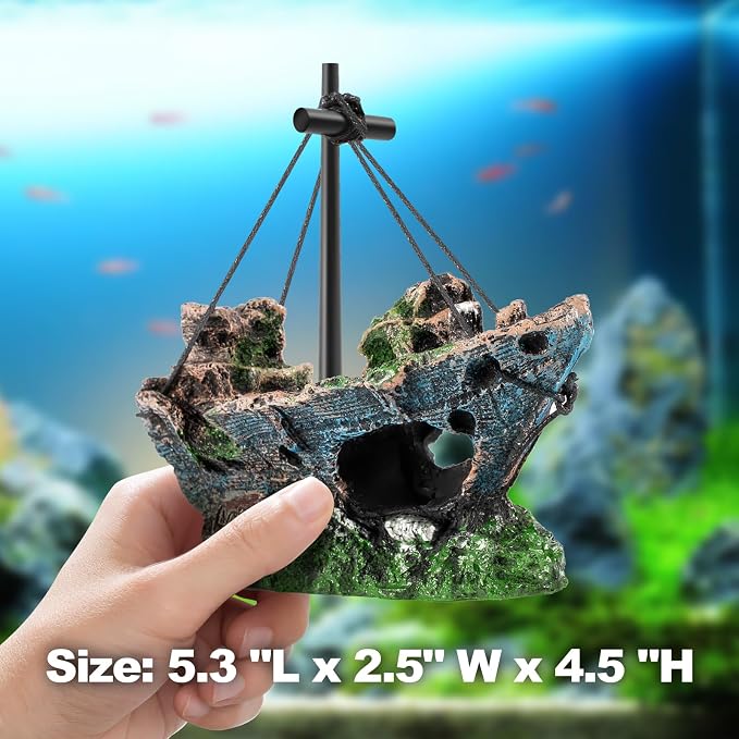 CousDUoBe 6 Pack Little Diver Floating Fish Tank Decoration，Mini Floating Submarine Aquarium Plants Sunken Ship Decoration — Safe Resin Fish Tank Decor for Betta, Shrimp (5.3 x 2.5 x 4.5 inches)