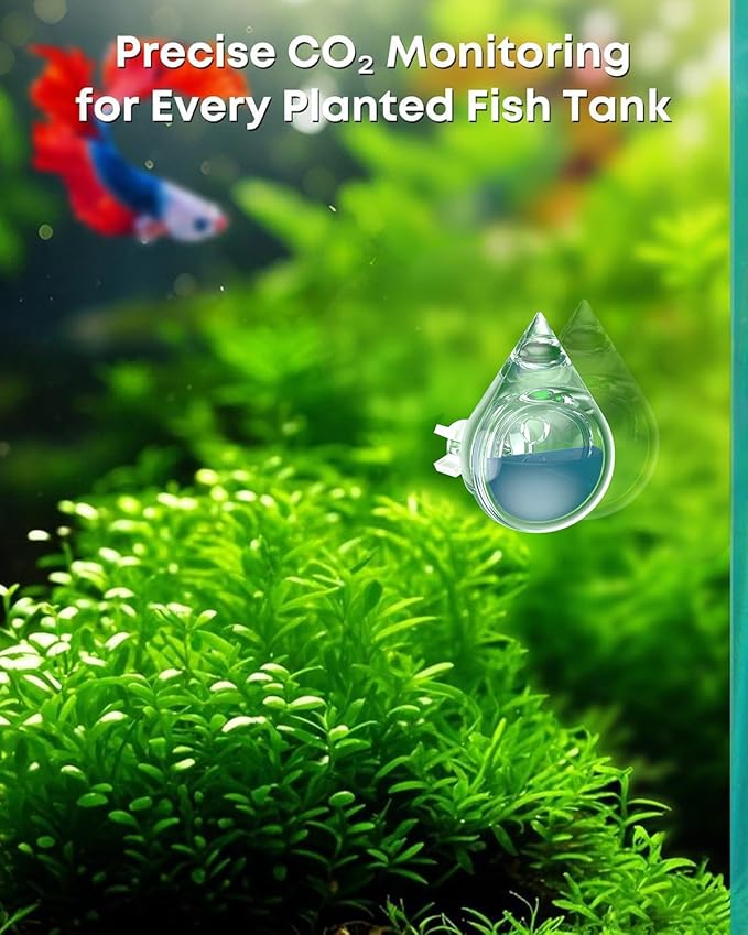 Pawfly Acrylic CO2 Drop Checker for Aquarium, Fish Tank Carbon Dioxide Checker, CO2 Monitor Kit with Solution & Suction Cups, CO2 Detector, Aquarium CO2 Tester, CO2 Indicator for Planted Fish Tank