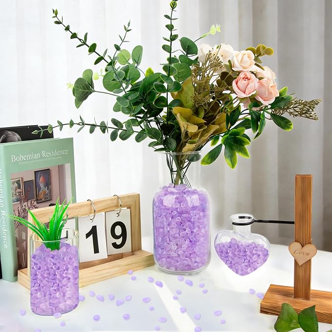 QEQEKAKA Sea Glass Stones for Crafts 0.5LB Lavender Pebbles Gemstones Bulk | Small Glass Stones for Beaching Wedding DIY Decor Aquarium Turtle Tank Vase Filler (187g/6.6oz)