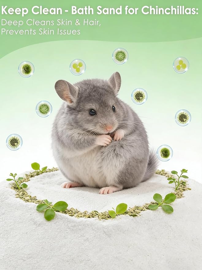 ERKOON 1kg White Bath Sand for Chinchillas & All Hamster Breeds - Premium Pet Grooming Sand