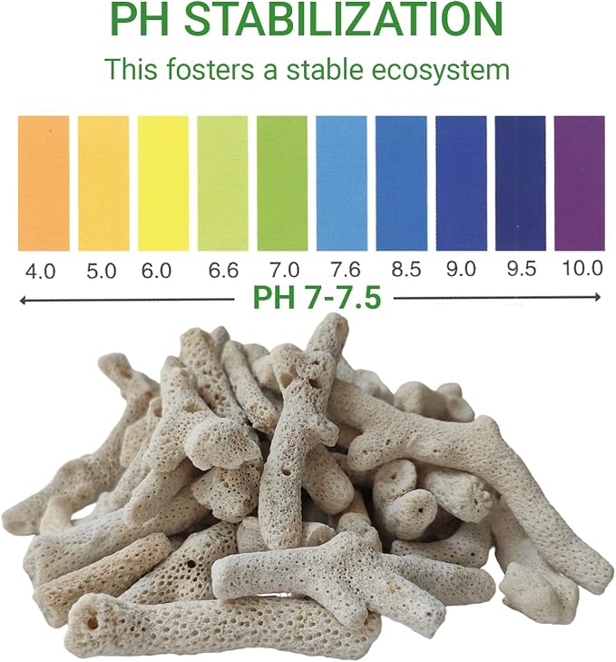 1.1lb/500g Crushed Coral, Natural Fish Tank Crushed Coral, Crushed Coral Filter for Freshwater Aquarium Ph Aquarium Bio Filter Media Bag Reusable Aquarium Filter