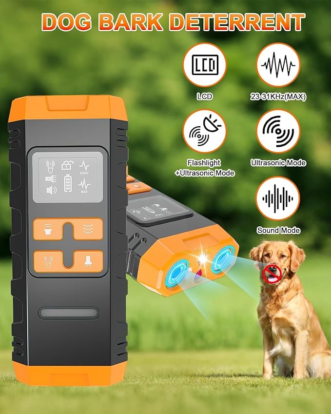 2026 Upgraded Anti Barking Device for Dogs, Ultrasonic Dog Bark Deterrent, Dog Bark Deterrent Devices, Best Anti-Barking Device, 4 Modes & LED Light & LCD Screen Portable Indoor & Outdoor