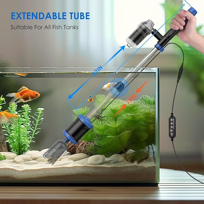 Electric Aquarium Vacuum Gravel Cleaner: 36W Fish Tank Cleaner Vacuum with Strong Suction for Water Change Wash Sand Algae Cleaner Water Shower and Water Circulation, Timed Off | Multifunctional Cleaning Tools, Water Change, Sand Washing, Water Filtrat...