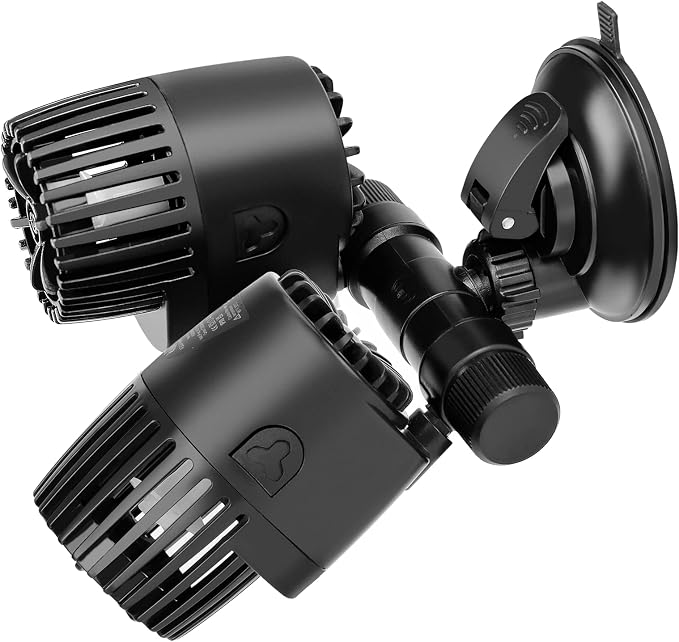 AQQA Aquarium Wave Maker,Suction Cup Fish Tank Double Powerhead Pump | 8W/12W/20W/25W 110V/60Hz Ultra Quiet Submersible Circulation Pump,360°+180°Adjustable For Freshwater Saltwater (12W)