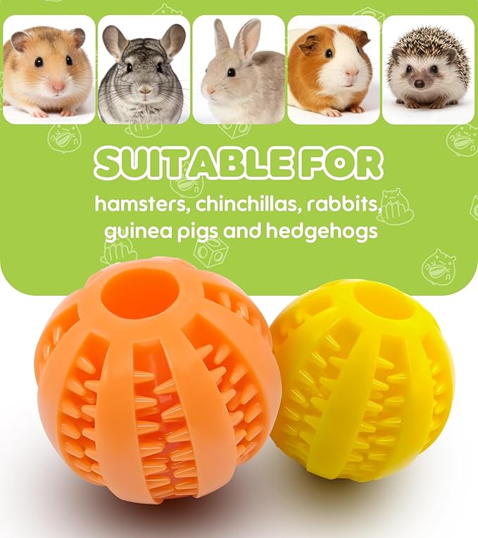 Natural Hamster Chew Toys,Hamster Foraging Ball Educational Toy,Slow Feeder Rat Enrichment Toy for Dwarf Hamsters,Syrian Hamsters,Guinea Pigs,Hamster Ball（2PCS）