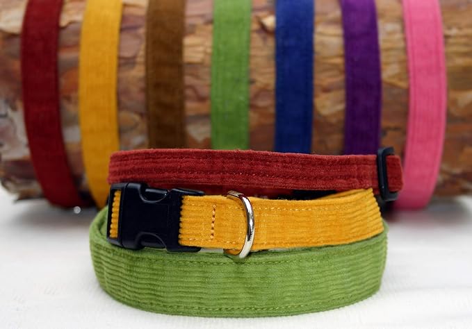 Hemp Corduroy Dog Collar - No Pattern (1/2" Small, Pink)