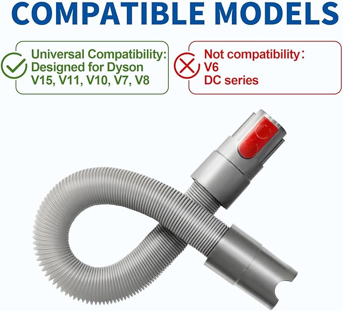 Flexible Extension Hose Attachment Compatible with Dyson V15 V8 V7 V10 V11 Cordless Vacuum Cleaner