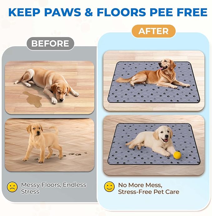 Fostanfly Non-Slip Washable Pee Pads for Dogs, 2 Pack Large 63"x63" Ultra-Absorbent and Leak-Proof Reusable Potty Training Pads for Dogs and Cats Puppy Pads