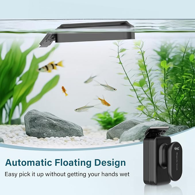 hygger Aquarium Magnetic Glass Clean Tool, Algae Scraper for 0.2 Inch Thick Fish Tank Floating Scrubber Brush with Two Detachable Blades
