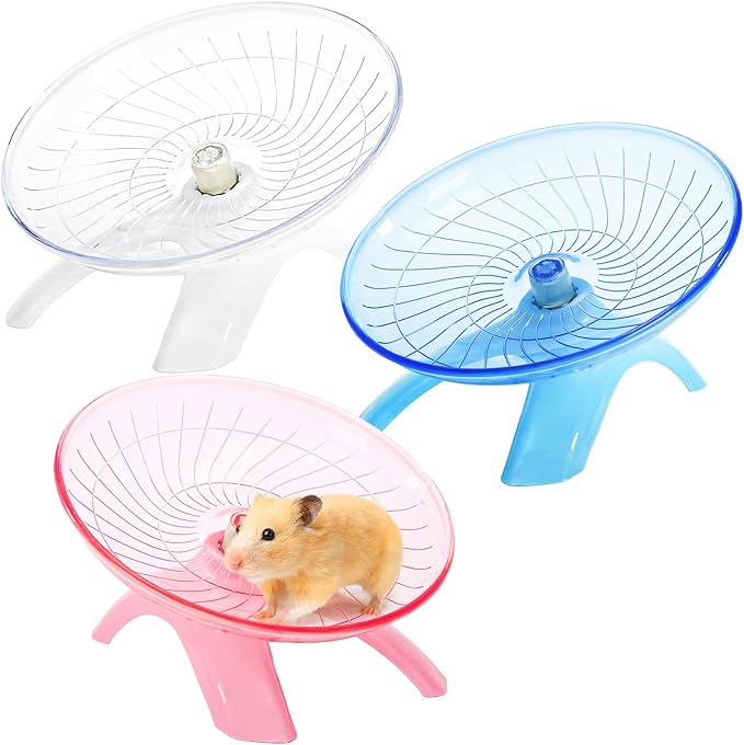Foraineam 3 Pieces Silent Hamster Wheel, Hamster Flying Saucer, Quiet Spinner Running Exercise Wheels for Dwarf Hamsters, Gerbils, Mice, Hedgehogs, Guinea Pigs and Other Small Pets