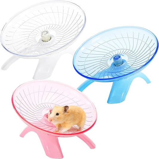 Foraineam 3 Pieces Silent Hamster Wheel, Hamster Flying Saucer, Quiet Spinner Running Exercise Wheels for Dwarf Hamsters, Gerbils, Mice, Hedgehogs, Guinea Pigs and Other Small Pets