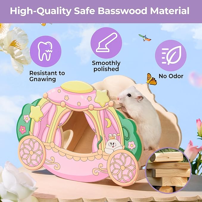mini&moe Hamster Hideout & Rocker Toy – Hamster Hide with Side Climbing Ramp Small Animal Habitat Cage Accessories & Decor for Sugar Gliders, Dwarf Hamsters Chinchillas & Small Pets