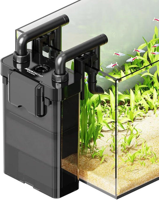 AQUASMITH Hang on Back Aquarium Filter,Ultra-Quiet Small Canister Filter,Multi-Layered Filtration,Bottom Anti-Dry Burn Motor,Extra-Large Filter (118GPH（for 20-40 Gallon）)