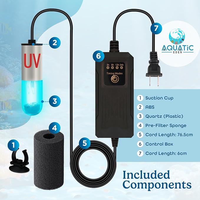 3W Mini UV Light for Aquariums with 4 Timer Modes | UV-C Clean Light for Use in Sump Areas, Filters, Top Filter Boxes & Small Ponds – Keeps Fish Tanks Clear & Healthy