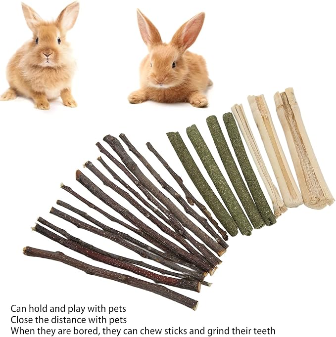 Natural Organic Apples Sticks, Hamster Chew Stick Hams Rabbit Bunny Gerbil Guinea Pig Squirrel Chinchilla Small Animal Chew Sticks (Apple Branch Grass Stick Sweet Bamboo Mix 100g)