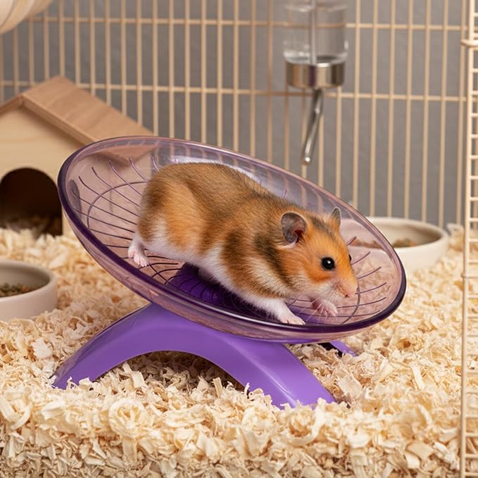 VILLCASE Silent Hamster Running Wheel Large Violet Flying Saucer Exercise Wheel for Hedgehogs Gerbils and Small Pets Cage Accessories