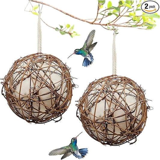 2PCS Handmade Birdhouse Materials, 2025 New Bird Nesting Ball Material for Wild Birds, Hummingbird Nesting Humming Bird House Material Gifts for Bird Watching Nature Lovers, 2Pcs 5.91in