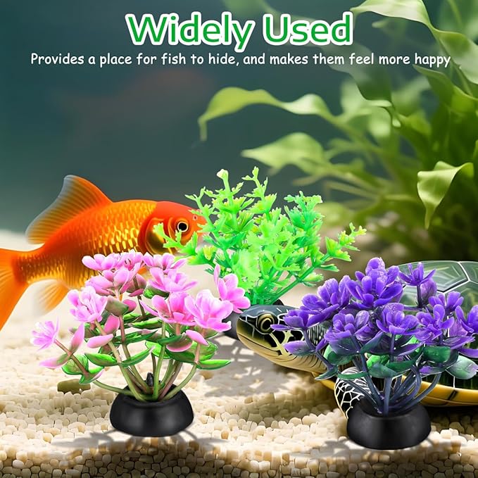 Garneck 20 Pcs Small Aquarium Plants Set: Artificial Mini Fish Tank Plants Decorations Plastic Water Grass Decor for Betta Goldfish Turtle Tank Bowl, Home Office