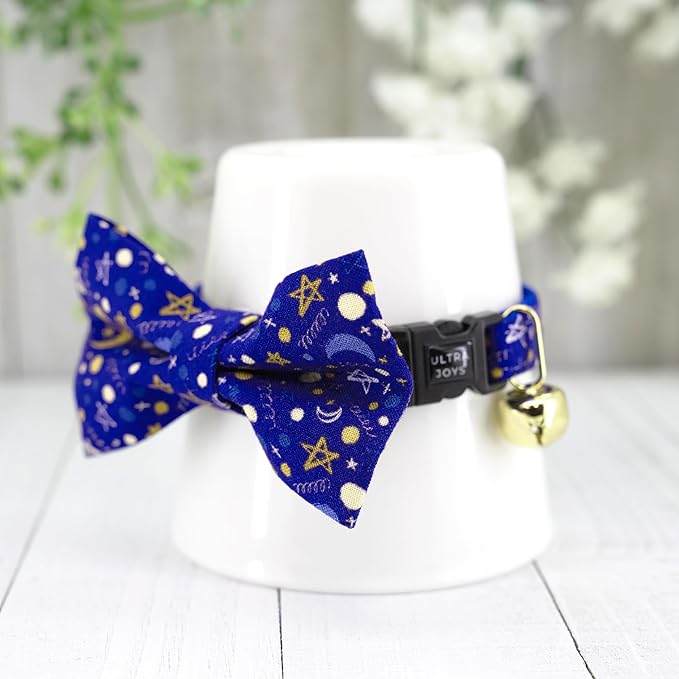 Ultra Joys Cat Collar with Bells - Breakaway for Kittens & Adults - Boy & Girl Cat Collars with Bowtie Luna Size available