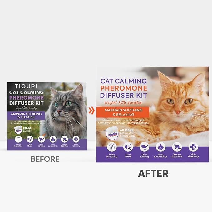 Premium Cat Pheromones Calming Diffuser - Relaxing Stress & Anxiety Relief for Cats, Multi Cat Homes, 2 Pack
