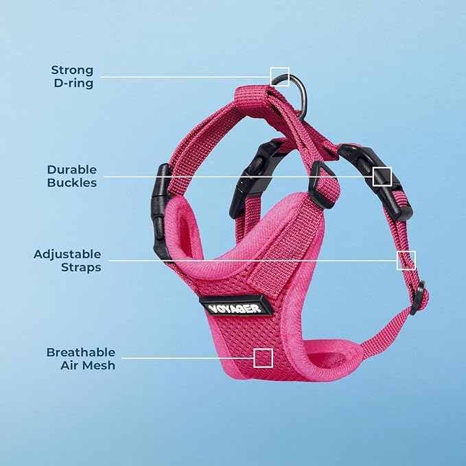 Voyager Step-in Pet Harness - All Weather Mesh, Adjustable Step in Harness for Cats and Dogs by Best Pet Supplies - Fuchsia, XL
