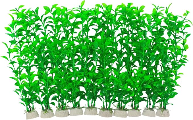 10 Pcs Artificial Aquarium Plants, Plastic Aquatic Plant Decor for Fish Tank, Stream Tank, Aquarium Landscape Decoration (25cmpg-Green)