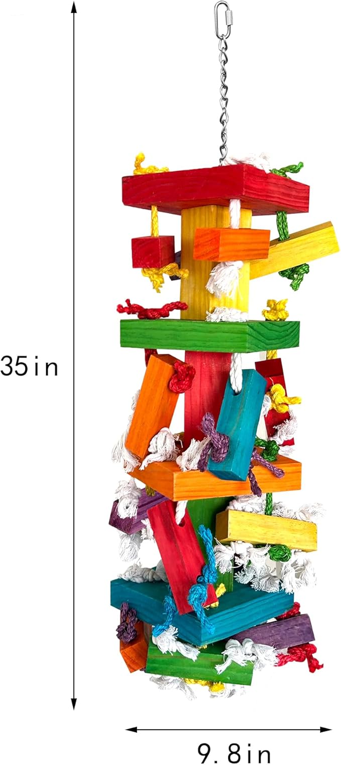 35" Extra Large Parrot Toys - Chewable Foraging Toys for Macaws, African Grey, Amazon Parrots - Durable Bird Cage Accessories Gift