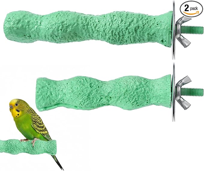2 Pcs Bird Beak Grinding Stone, Bird Parrot Cage Perch Stand Platform Foot Claws Trimmer Chewing Natural Birds Perch Stand Platform Paw Grinding Sticks Cage Accessories for Parrot Budgie Cockatiel