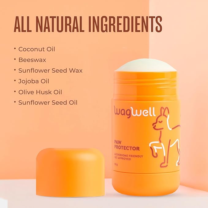 WagWell Paw Protector Dog Paw Balm | Lick-Safe, Vet-Approved Paw & Nose Balm | Microbiome-Friendly, Dermatologist Tested | Hot Pavement & Cold Weather Protection | To Hydrate, Condition & Protect Paws