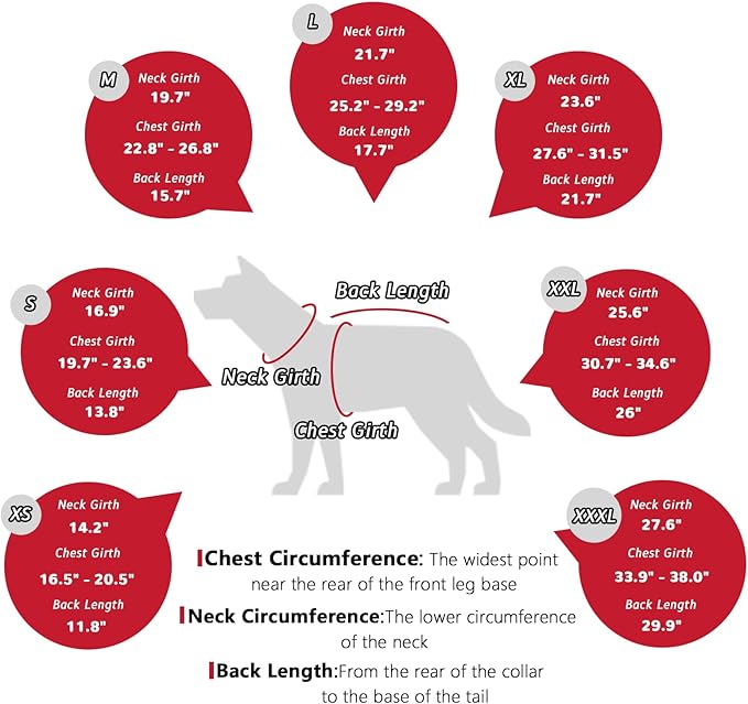 Dog Coat Dogs Jacket Waterproof Reflective Adjustable Dog-Winter Coats for Small/Medium/Large Dogs Dachshund Coat-(Red, XX-Large)