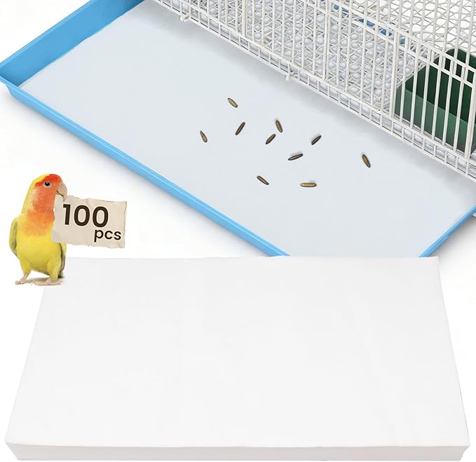 31.5x23.6in Bird Cage Liners - 100 Sheets Pre-Cut Disposable Cage Tray Liners, High Absorbent Non-Woven Pads for Parrots, Cockatiels and Small Animals
