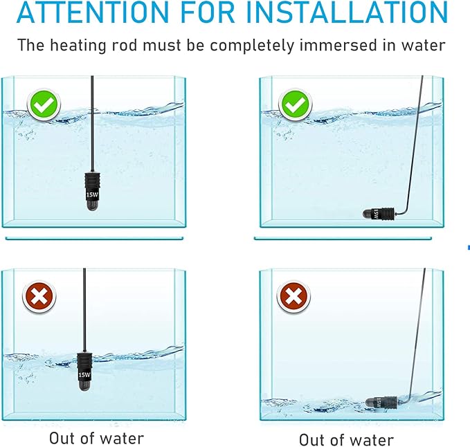YukiHalu Super Mini Aquarium Heater, 10W 20W 30W Adjustable Fish Tank Heater with External Controller, Overheating Protection, Digital Display, Used for 0.5-3 Gallons(10 watts)