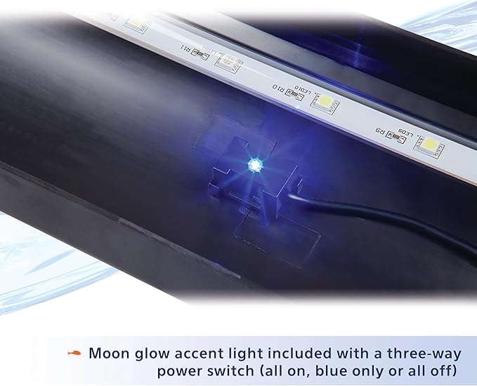 Aqueon LED Deluxe Fish Tank Aquarium Full Hood, Black, 30 Inch | Aquarium light with full-length feeding door, custom-fit aquarium lid with rear breakouts for filters and heaters