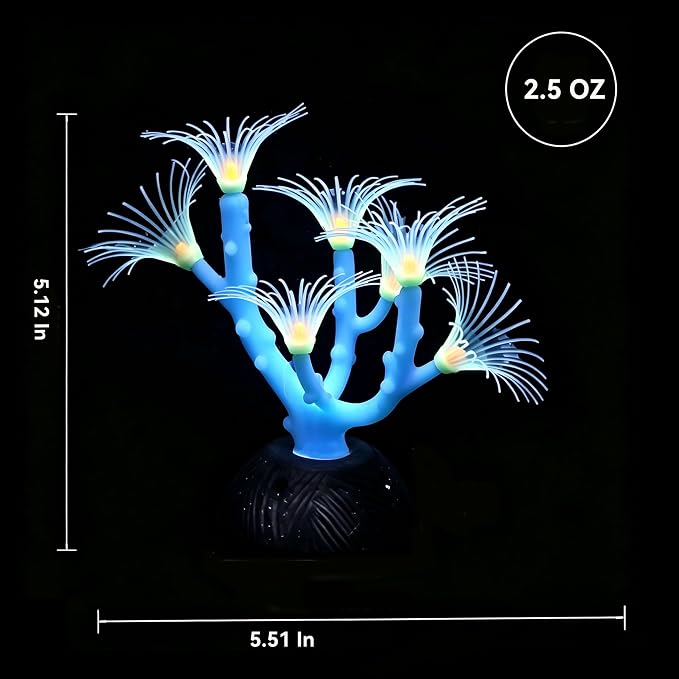 ZtohPyo Aquarium Coral Plant Ornament with Glowing Effect, Silicone Soft Fish Tank Decorations, Artificial Glow in The Dark Plant Ornament for Fish Tank Landscape Decoration