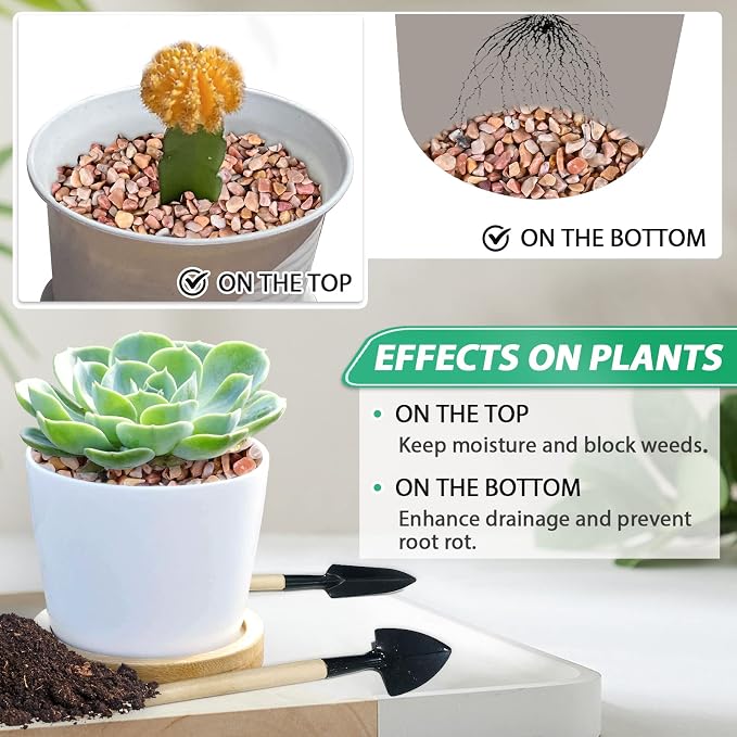Succulent Rocks for Plants Tiny Pebbles for Planters 11.8LB Pea Gravel Bulk Course Sand Soil Small Decorative Stones for Indoor Bonsai Pots Cactus Top Dressing Aquarium Garden Landscape, Red
