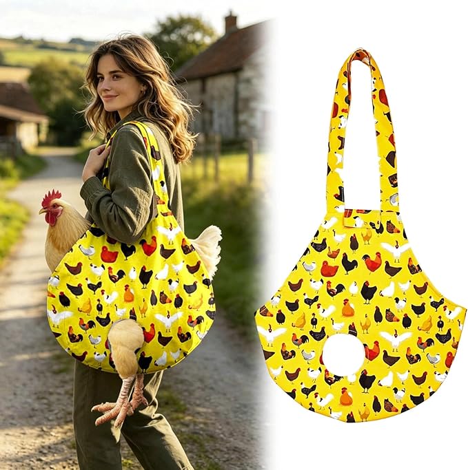 Chicken Carrier Sling Holder Bag with Handle, Driving Poultry Carriers Handbag for Farm Owners and Pet Lover Chicken Holder Poultry Travel (Yellow)