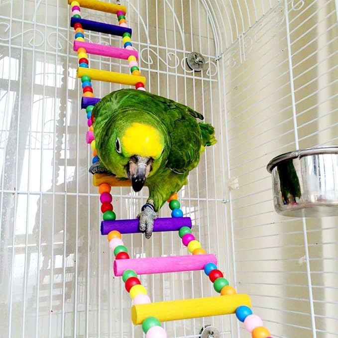 Ladder Bird Toys for Bird Parrot Budgies Cockatiels Parakeets Crawling Bridge Wooden Cage Funny Training Swing Toys 22 inches