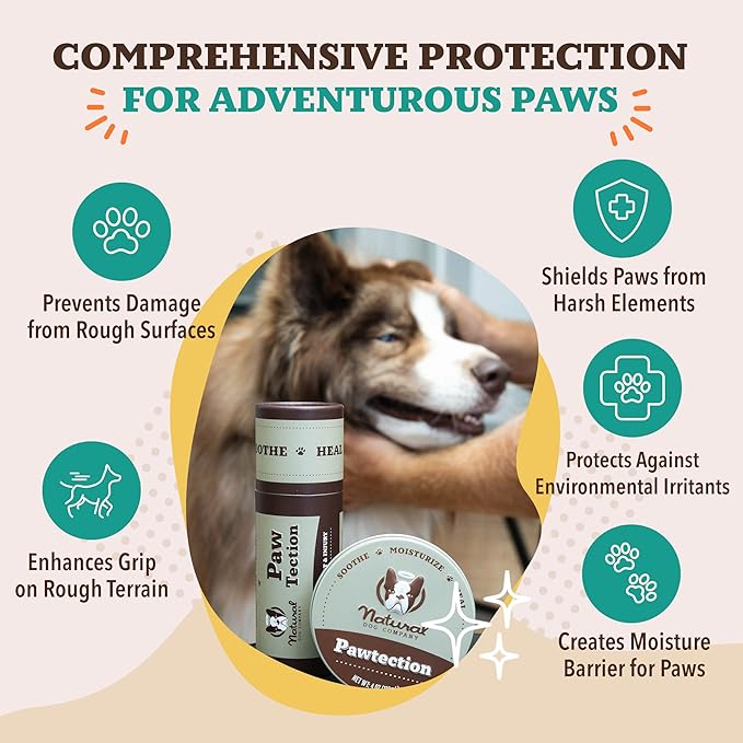 Natural Dog Company Pawtection Balm for Hot Pavement, Dry Cracked Dog Paws, and Rough Terrain - Safe, Non-Toxic, and Lick Safe - Protects Paws with Natural Ingredients, 1 oz Tin