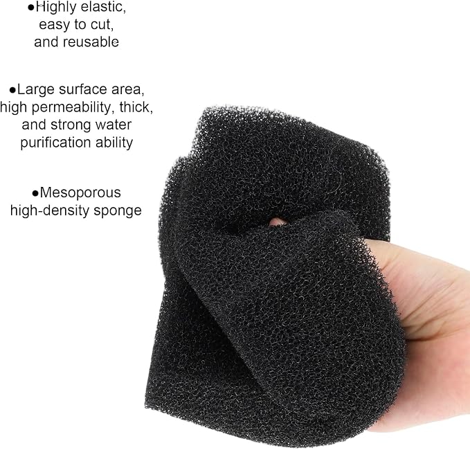 Aquarium Sponge Aquarium Filter Sponge Foam Aquarium-Bio Filter Media-Sponge for Fish Tanks, Ponds & Sump Dividers ((7.5" x 4.7" x 2.75", Black)