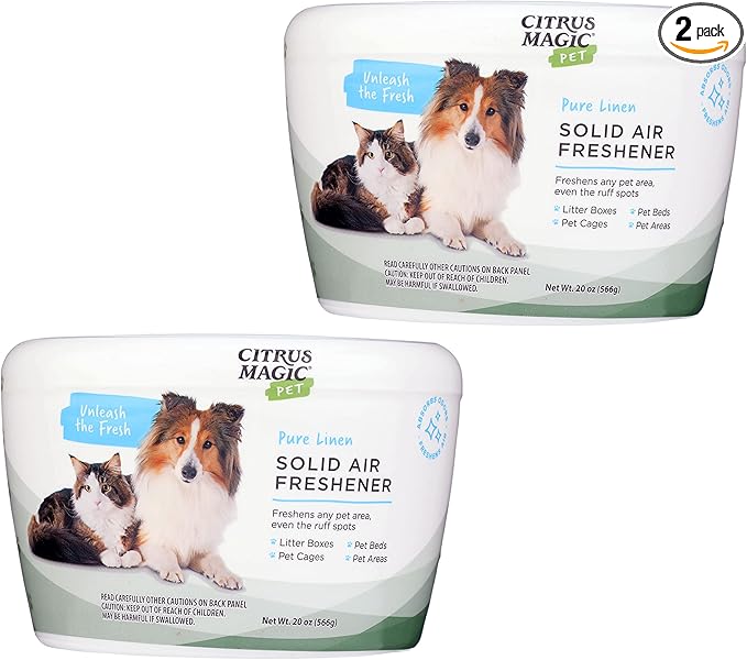 Citrus Magic Pet Odor Absorbing Solid Air Freshener, Pure Linen, 20-Ounce, Pack of 2