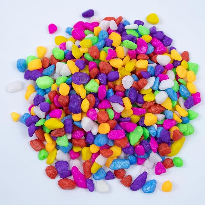 Colored Aquarium Gravel,Colorful Pea Gravel,Garden Rocks,Decorative Stones Rocks for Fish Tank,Aquarium,Fairy Garden Decor,Planters,Vase Fillers,Landscaping,1 Pound (Mixed Color, 6-9mm)