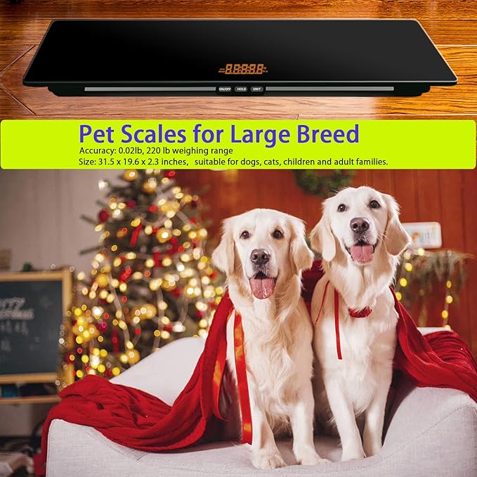 ONE-MI Extra Large Dog Scale & Postal Use - 220lbs Heavy Duty Dog Weight Scale with Tempered Glass Platform, 31.5" Veterinary Animal Scale for XL Breed Dogs, Packages & Veterinary Clinics (Black)