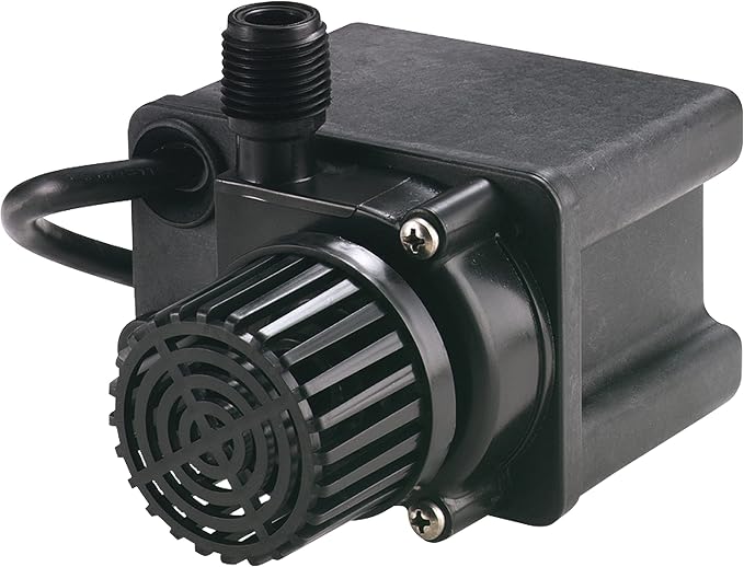 Little Giant PE-2.5F-PW, 115V, 475 GPH Small Submersible Pump, 15' Cord | 1/28 HP, For Fountains/ Small Ponds/ Hydroponics/ Recirculation, Epoxy-coated Aluminum, Manual (no switch), 566612