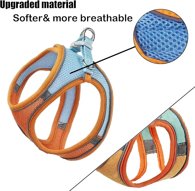Rabbit Harness and Leash Set Escape Proof, Adjustable Soft Padded Vest, Breathable Mesh Bunny Harness with Reflective Strap, Safe for Small Animals(Orange,M)