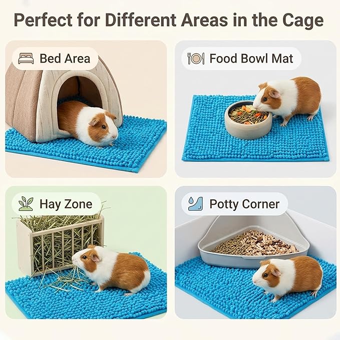 Guinea Pig Cage Liner, Washable Fleece Liners for Guinea Pig Cage, Soft Bedding Mats & Blankets for Small Animals (5 Pcs Gray, 16x12'')