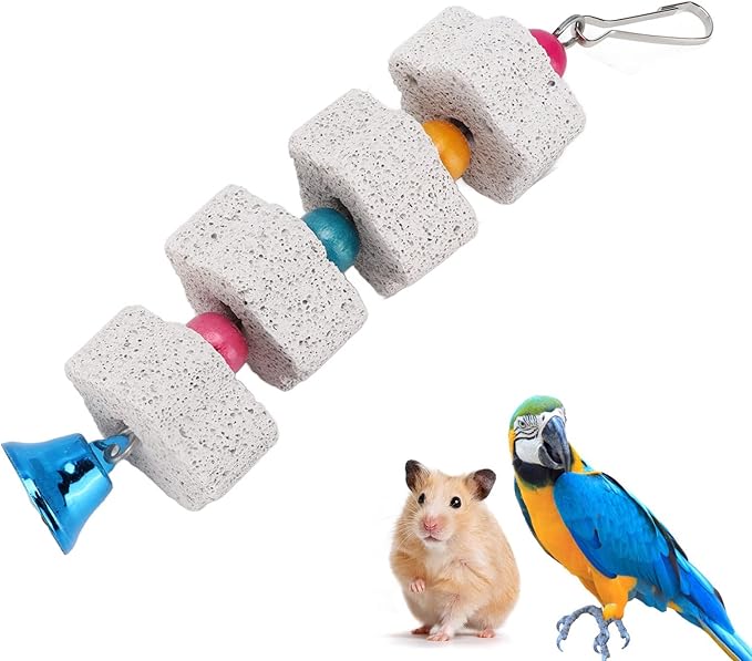 Parrots Chewing Supply, Bird Beak Grinding Stone Bell Teeth Grind Beaks Trimmed Pet Cage Accessories Wooden Blocks Craft Part Mini Chip Charms DIY Playing Shredding Chips Small Chew Foraging