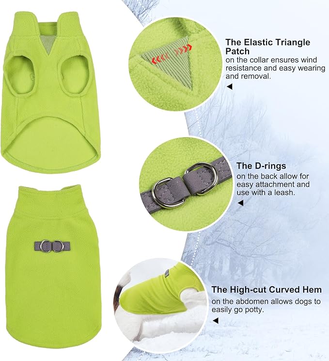 BEAUTYZOO Dog Fleece Vest Sweater Winter Jacket for Small and Medium Large Dogs with D-Ring Leash Cold Weather Coat Hoodie for XS S M Dogs Boy or Girls, Army Green XL