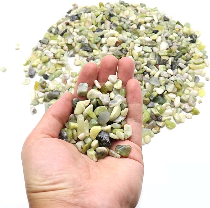 Green Jade Polished Rocks for Plants, Decorative Pebbles, 1/5 Inch, 5 lb