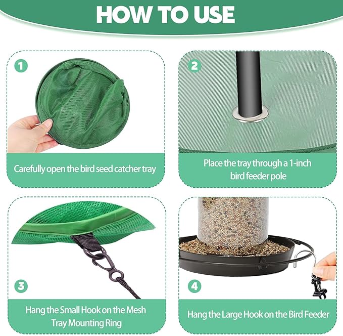Bird Seed Catcher Tray for Hanging Bird Feeder Platform, 20 inches Birdseed Hoop for Hummingbird Feeders Bee Feeder Outdoor Garden Hanging Tray(1PC-)