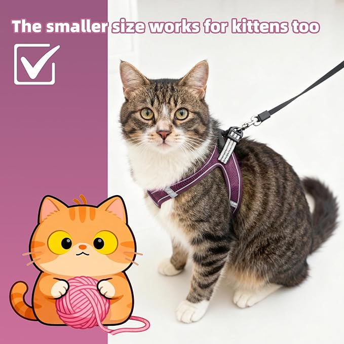 SMOUATOU All Weather Mesh Step in Vest Harness for Small and medidum Dogs and Cats, Adjustable Soft Padded Dog Vest with Easy Control Handle for Dogs Pets (Purple, M)